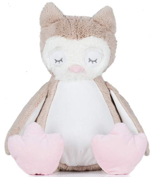 Owl -Pink Feet Zip Plushie -  (PRE ORDER)